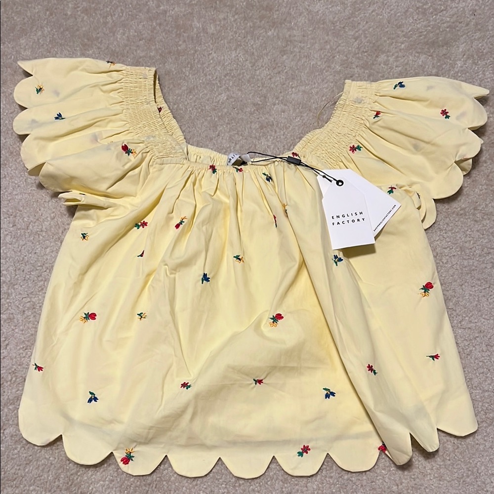 Yellow Floral Embroidered Blouse